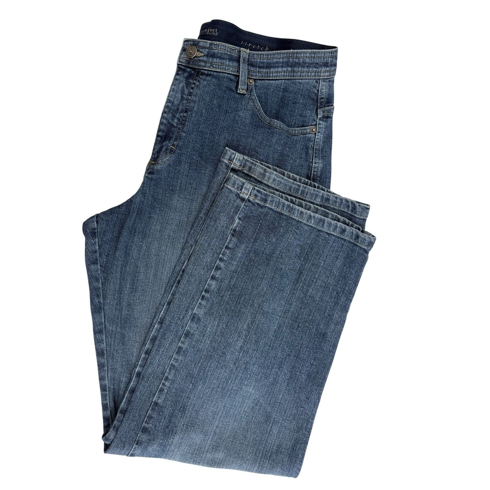 Lee Comfort Waistband Straight Leg Jeans 14 Medium Cotton Blue Stretch Denim